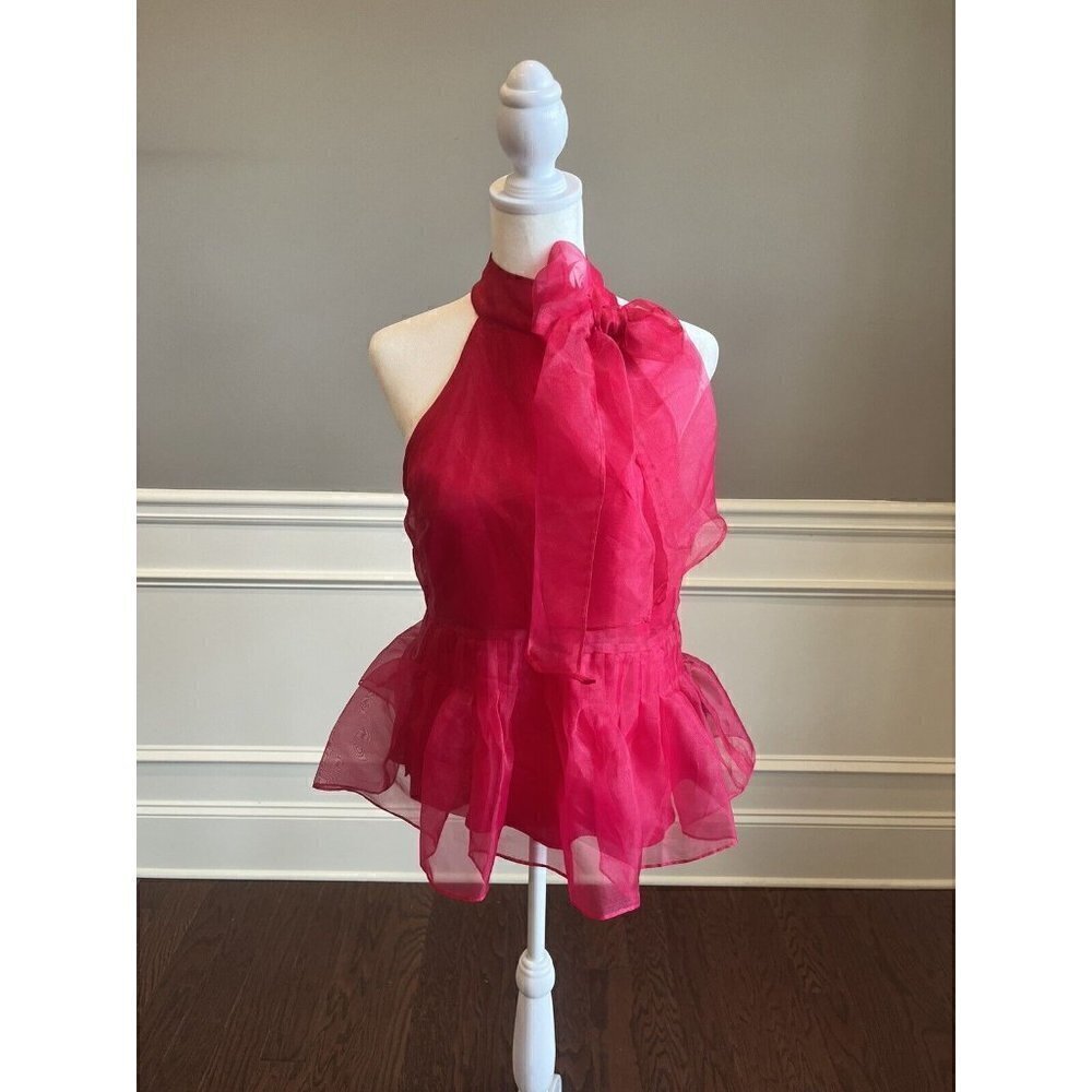 New York & Company 7th Avenue Design Women's Halter BOW Top Pink XS NWT Holiday